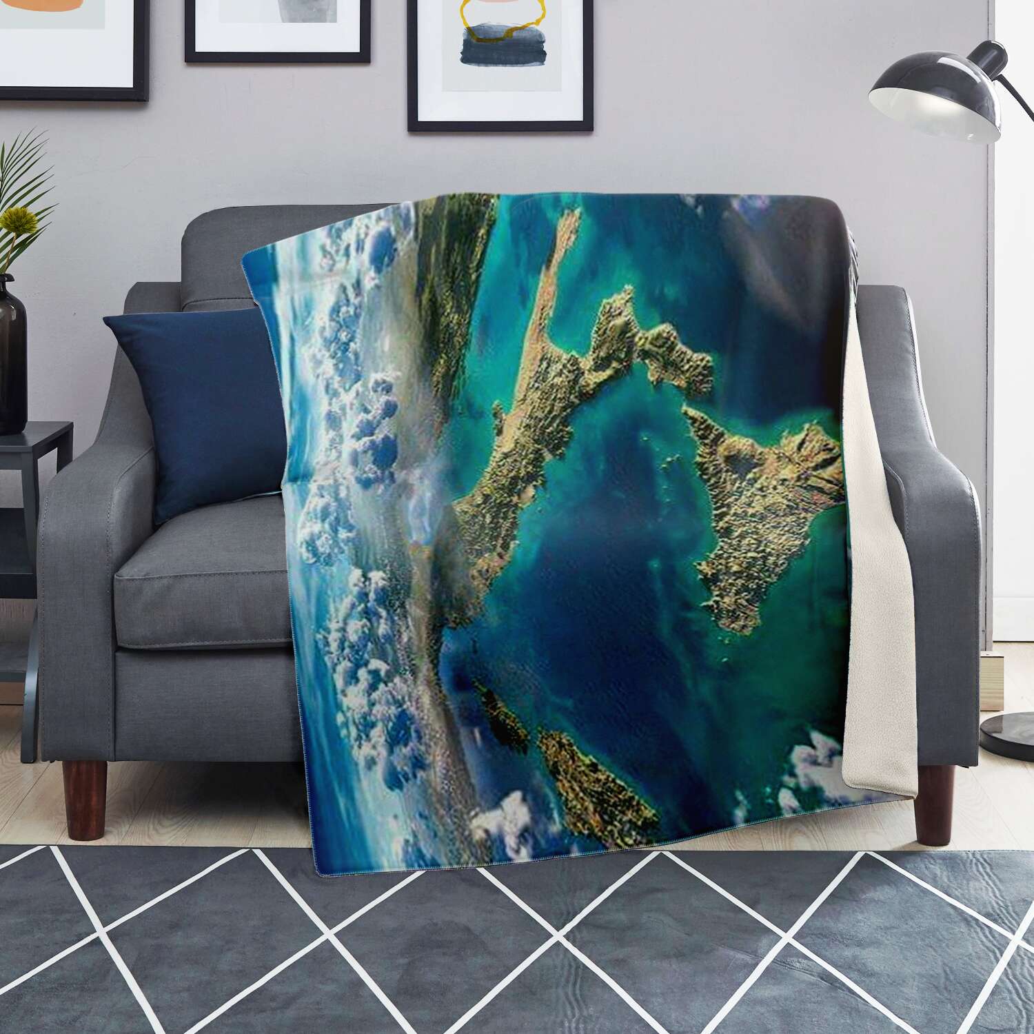 Italy Satellite View Premium Microfleece Blanket