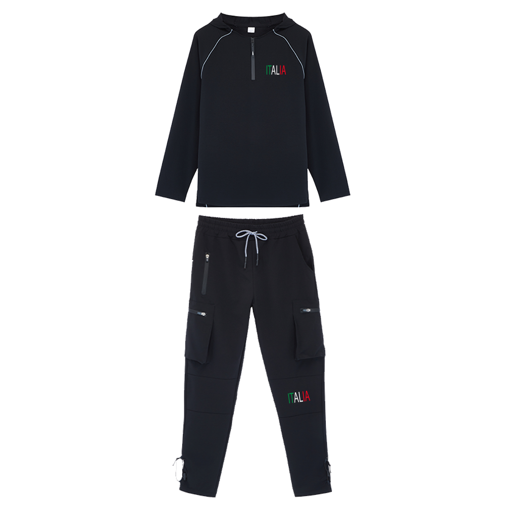 Italia  Men's Nylon Sports Suit Hoodie & Pants Set