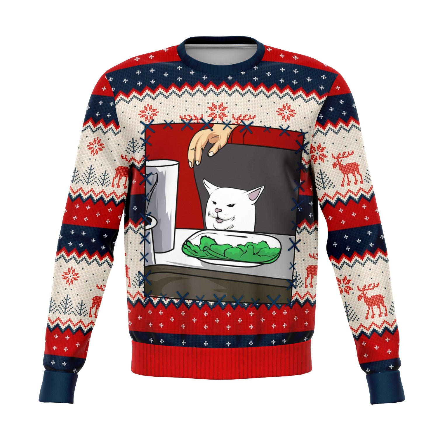 Woman Yelling At Cat Part 2 Ugly Xmas Sweatshirt