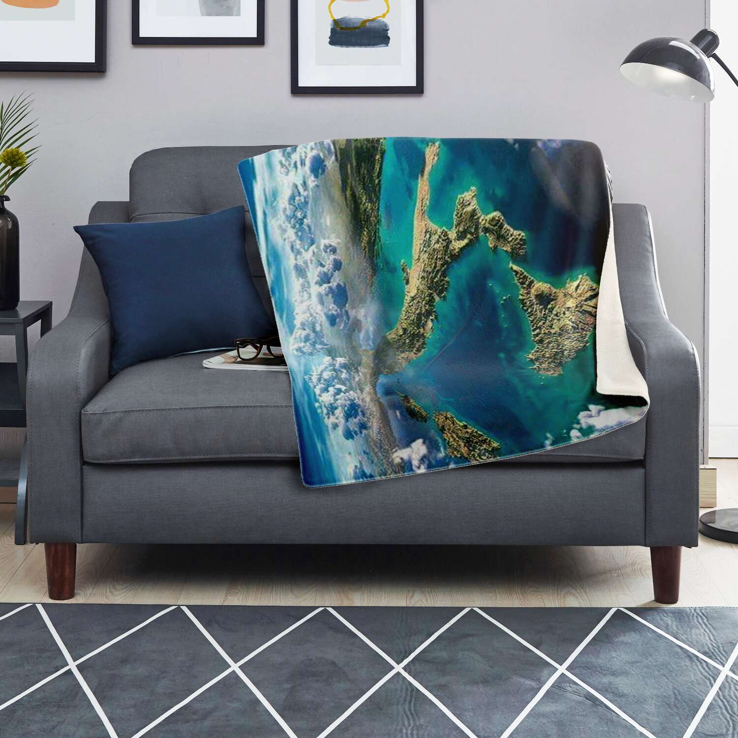 Italy Satellite View Premium Microfleece Blanket