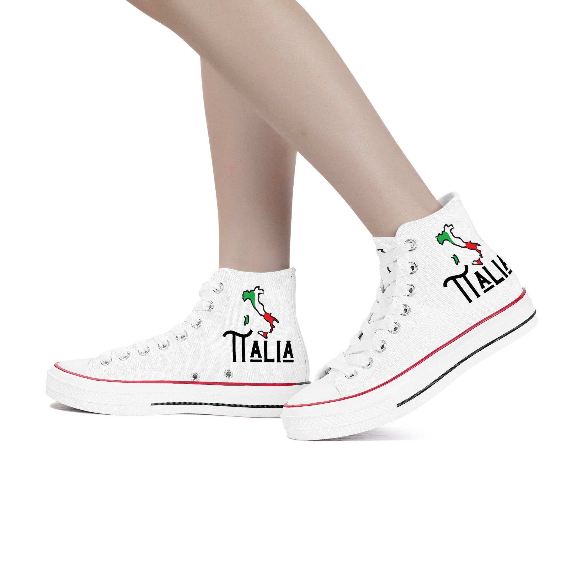 Italia High Top Canvas Shoes - White