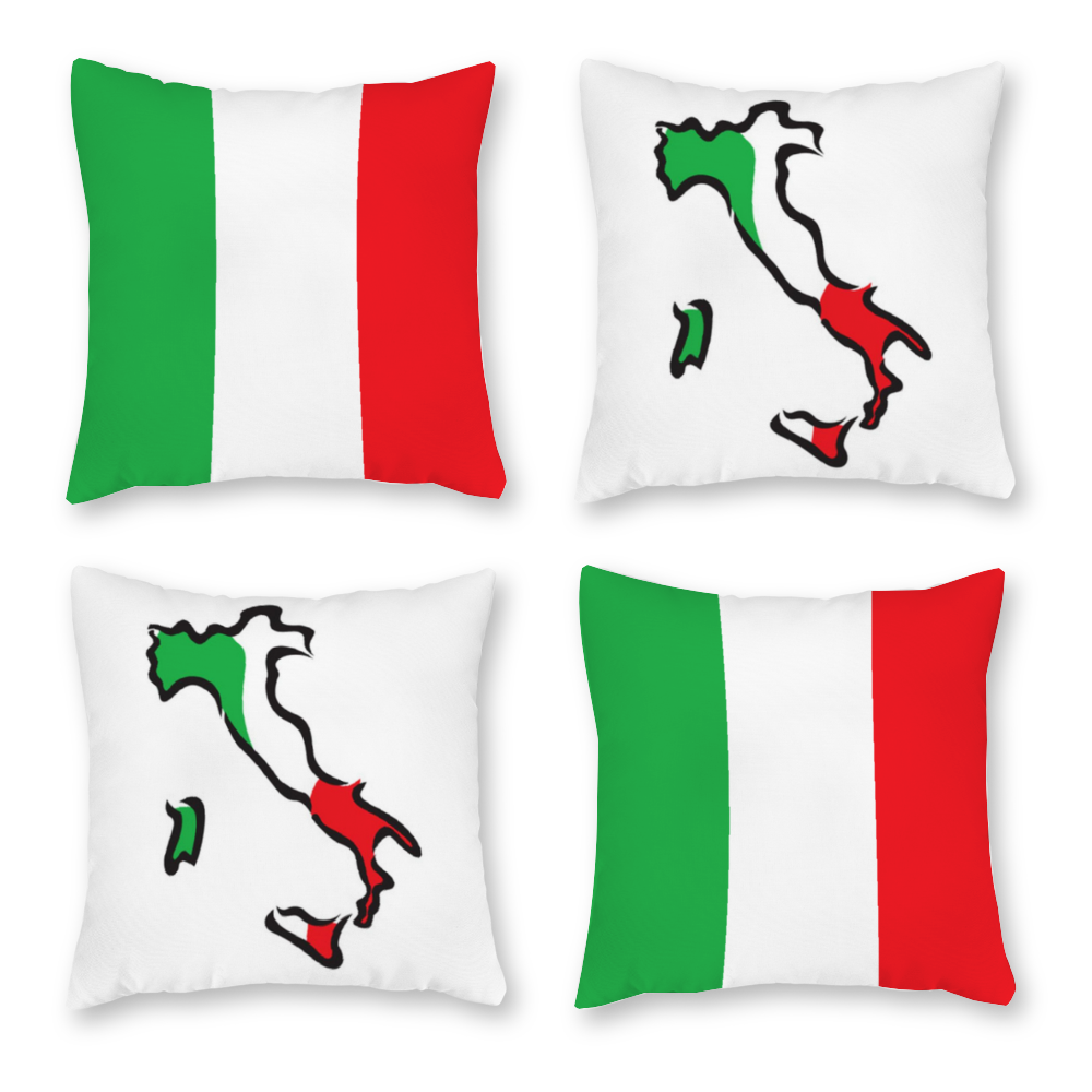 Italy Flag Map Canvas Pillowcases Set Of 4 Single Side Printing