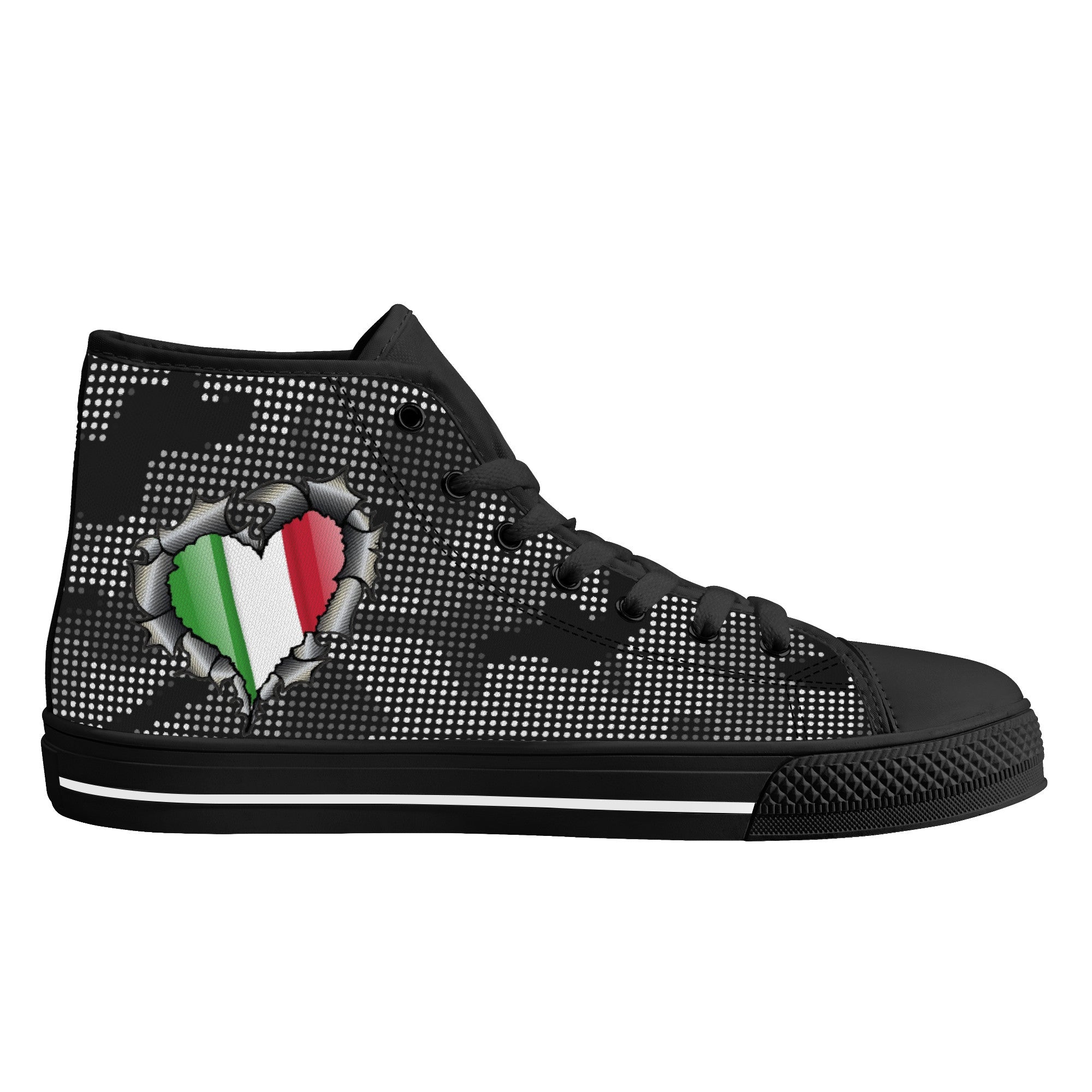 Italia Inside Carbon Fiber Grey Camo High-Top Canvas Shoes