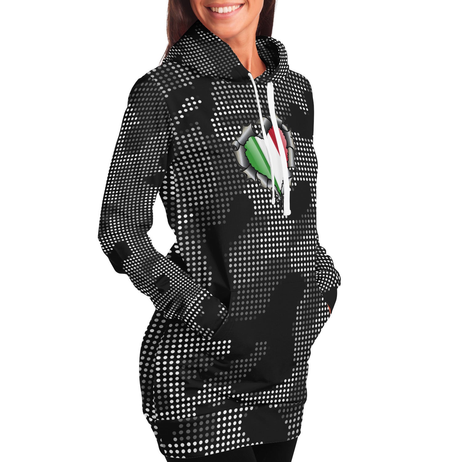 Italian Inside Carbon Fiber Grey Camo Hoodie Dress