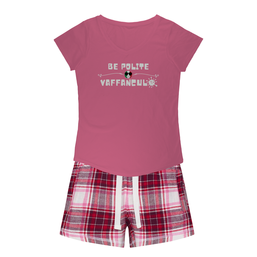 Be Polite Vaffanculo Girls Sleepy Tee And Flannel Short