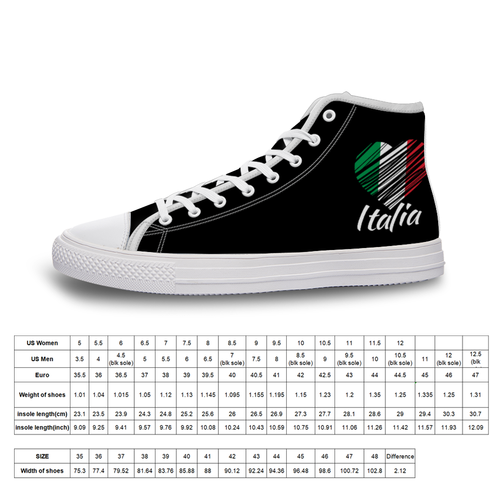 I Love Italy Canvas High Top Sneakers for Men Women