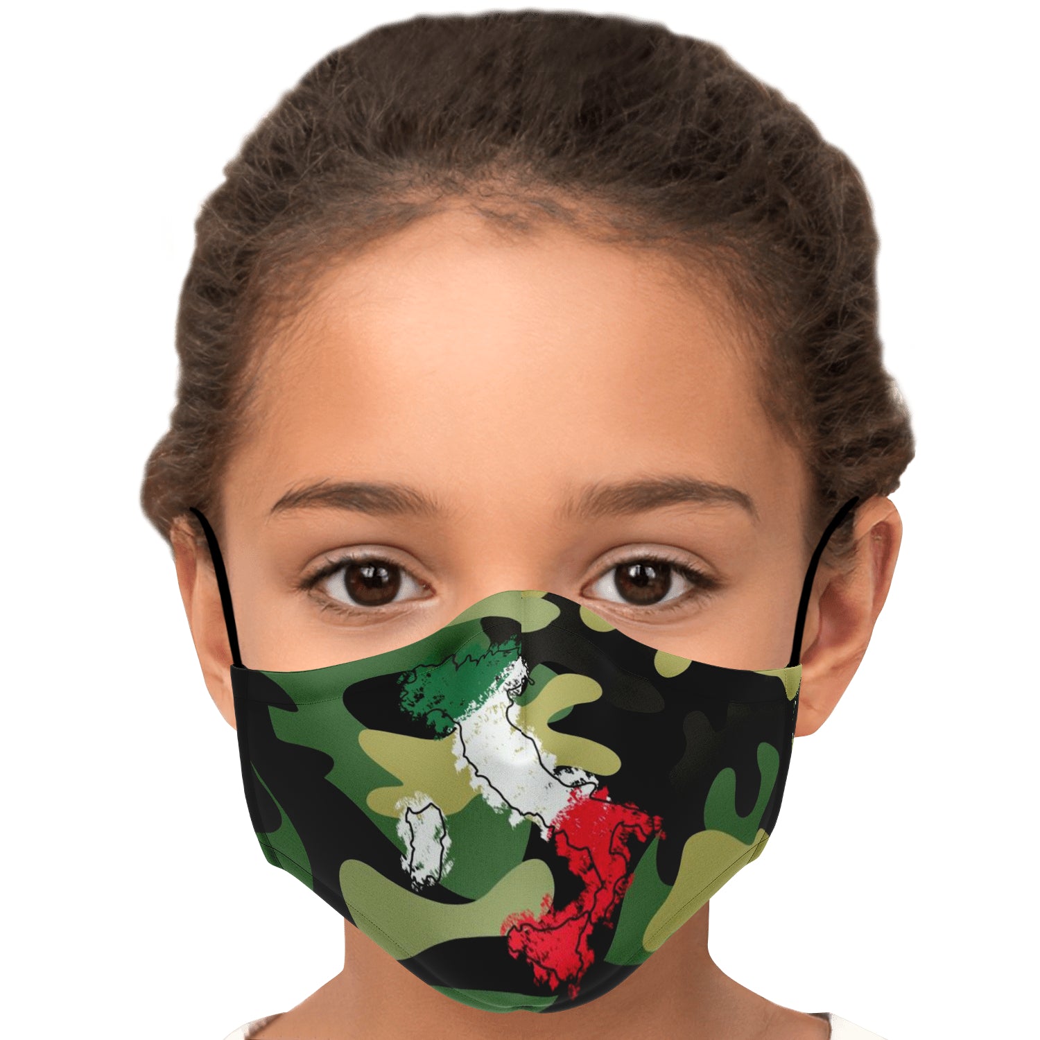 Italy Flag Map Paint Green Camo Face Mask + 2 PM 2.5 Filters