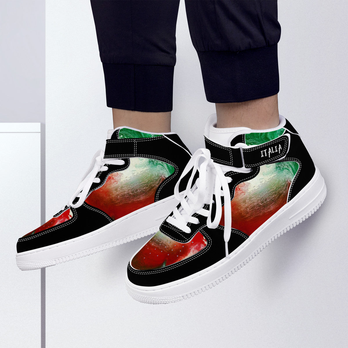 Italy Flag Paint Art High Top Unisex Sneakers