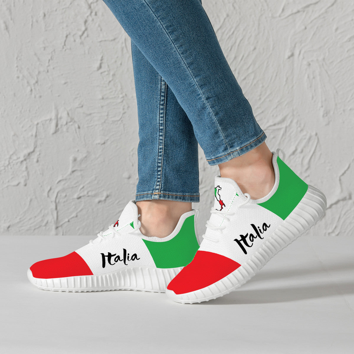 Italian Flag Mesh Knit Sneakers