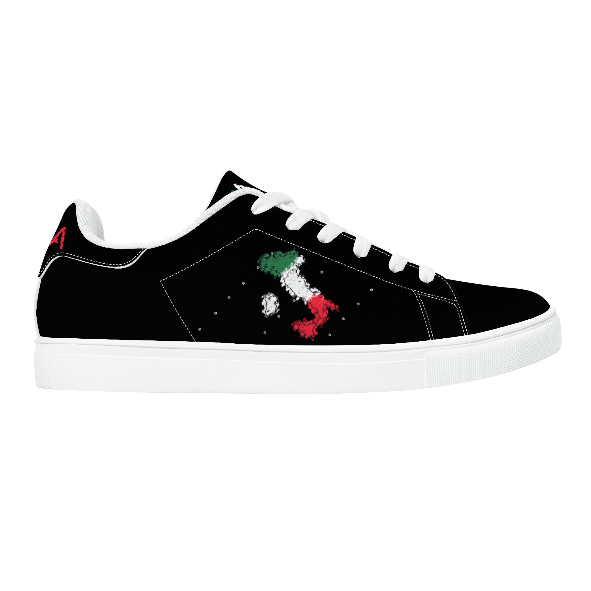 Italia Flag Map Low-Top Leather Sneakers - White