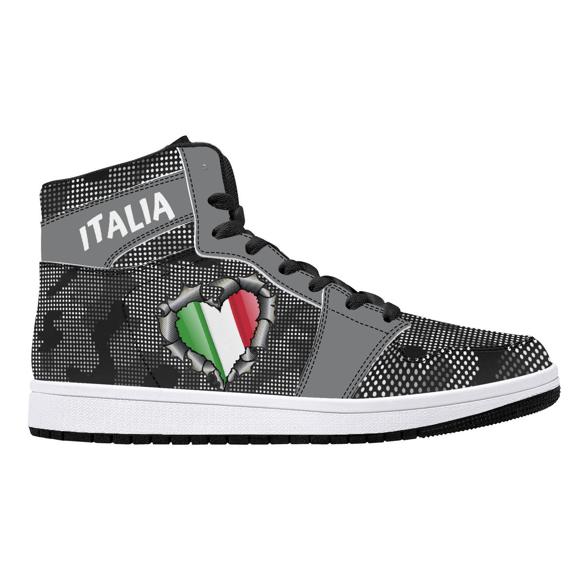 Italia Inside Carbon Fiber Grey Camo High-Top Leather Sneakers