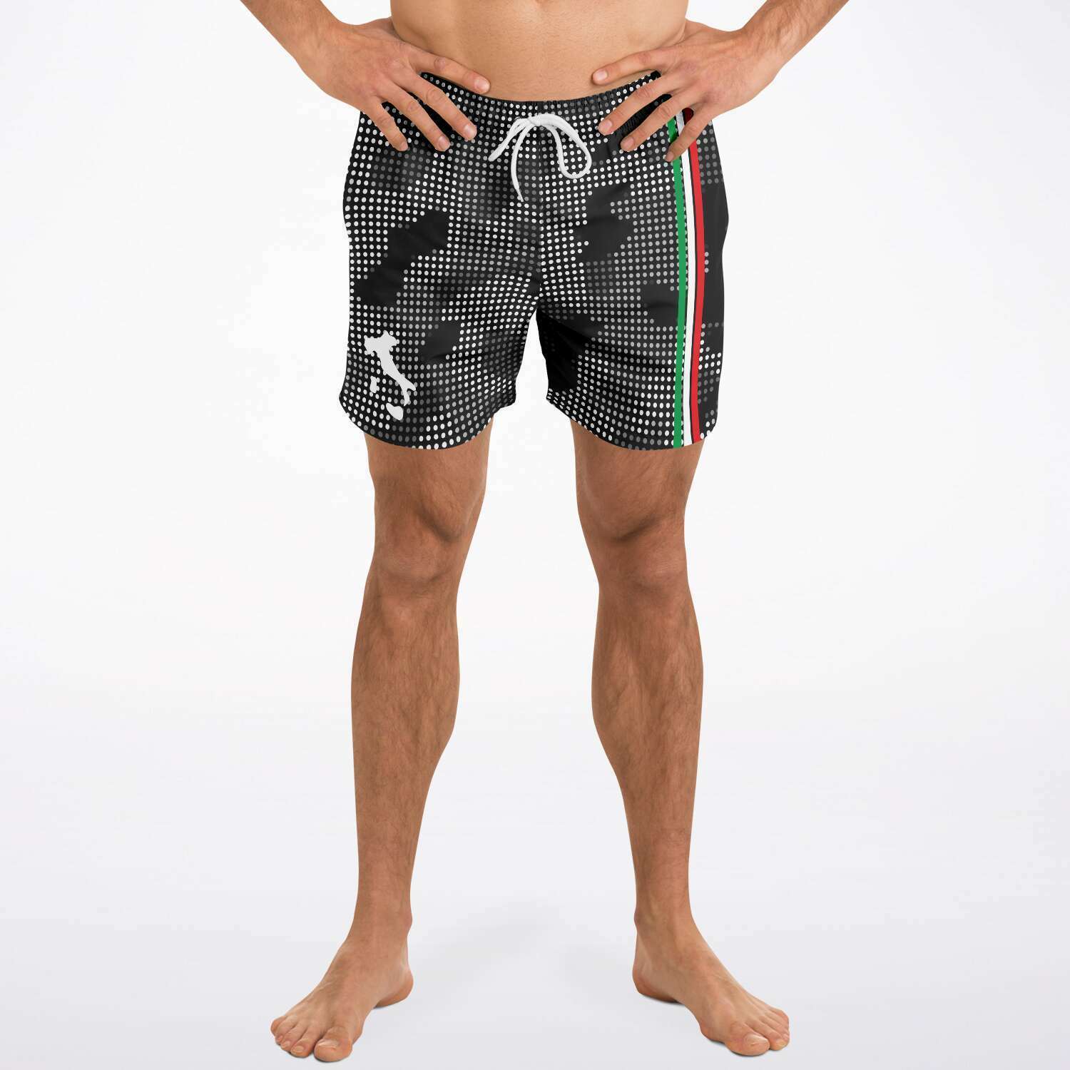 Italia Flag Map Carbon Fiber Camo Swim Trunks Men