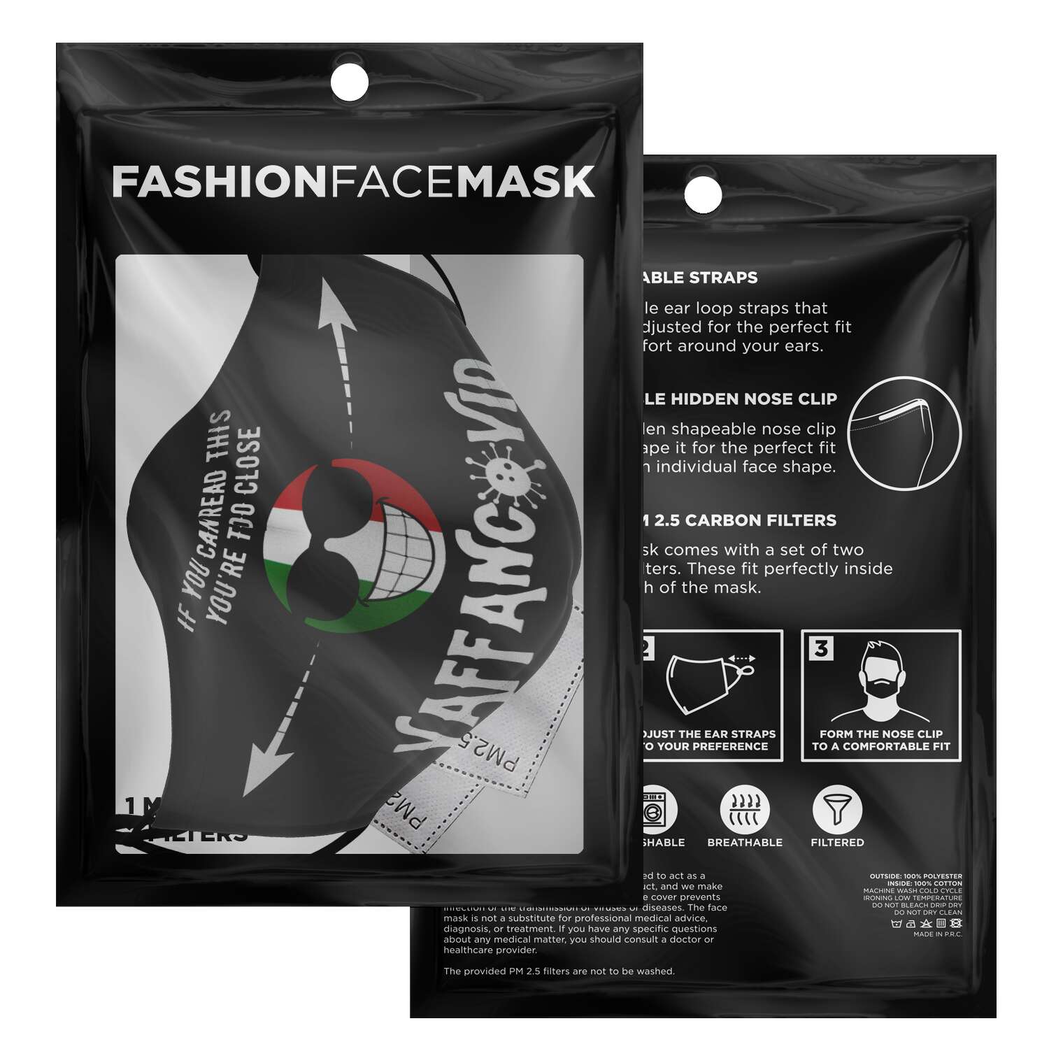 Vaffancovid You're Too Close Face Mask + 2 PM 2.5 Filters