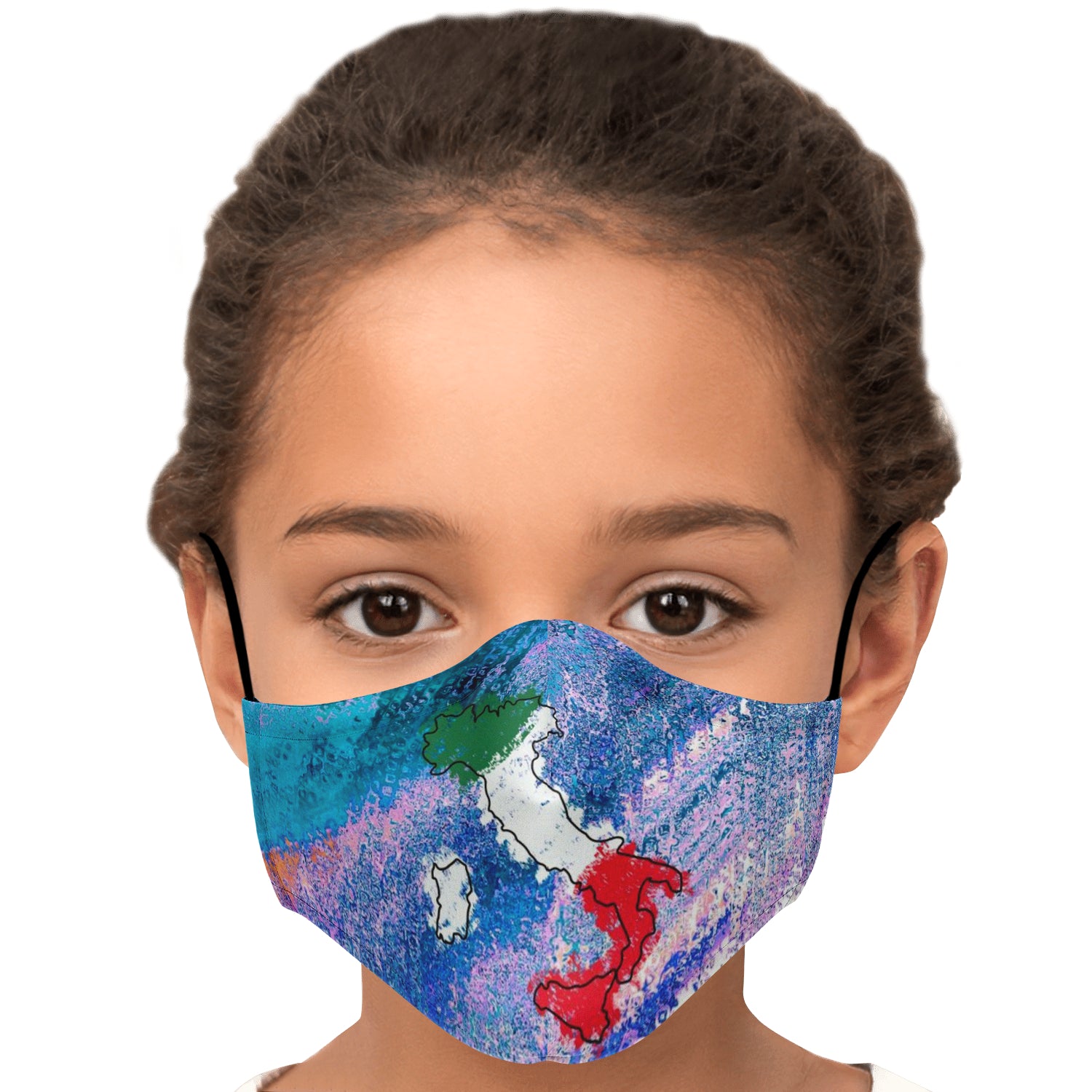 Italy Flag Map Paint Colors Face Mask + 2 PM 2.5 Filters