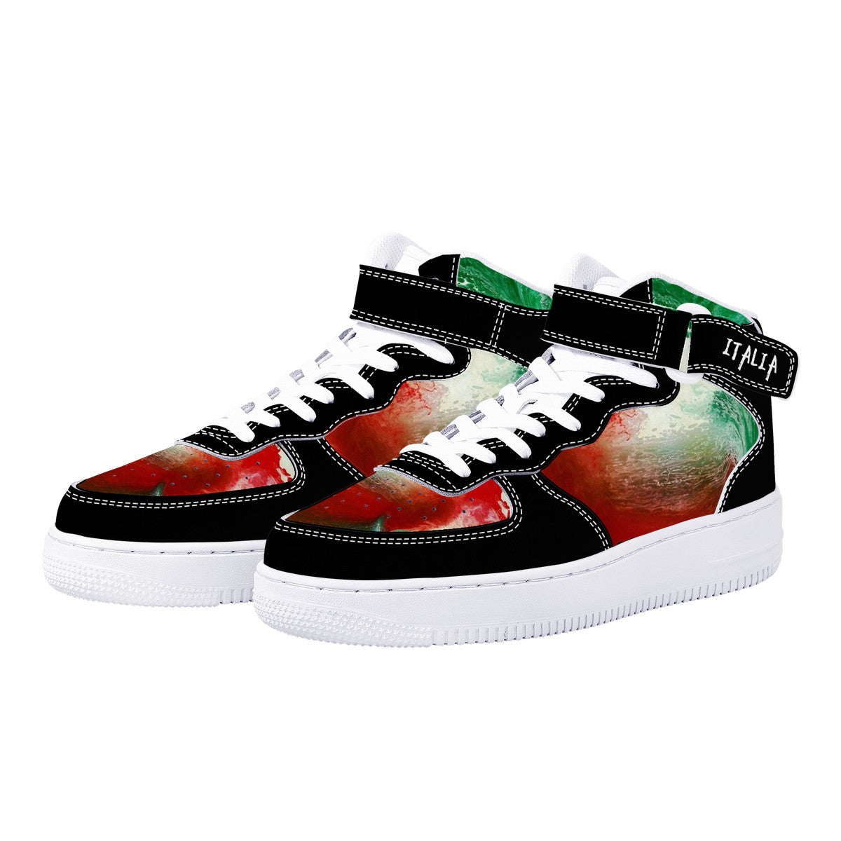 Italy Flag Paint Art High Top Unisex Sneakers