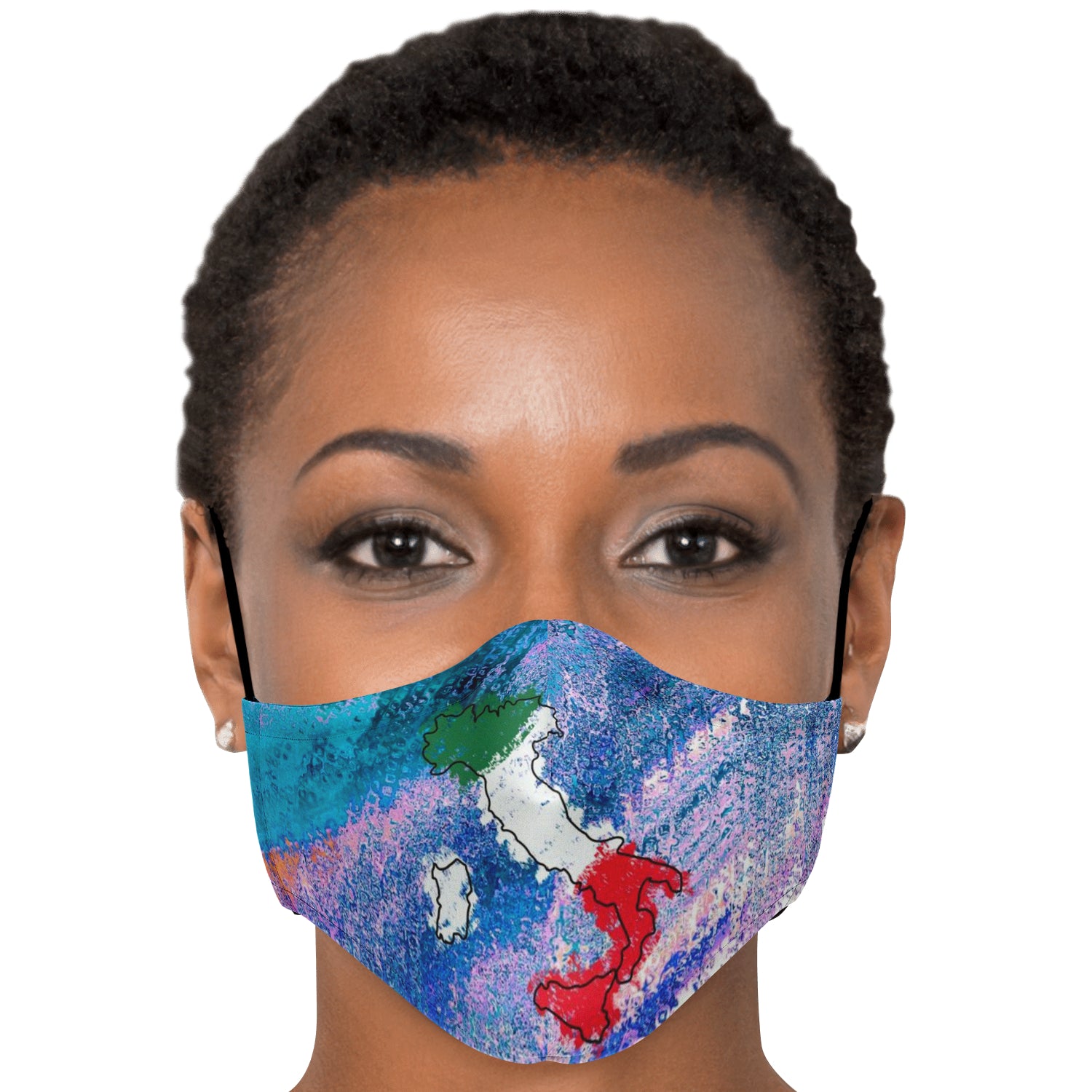 Italy Flag Map Paint Colors Face Mask + 2 PM 2.5 Filters