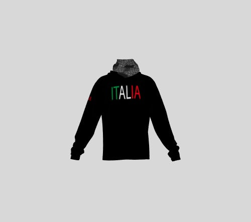 Italia Black Hoodie With Integrated Carbon Grey Face Mask