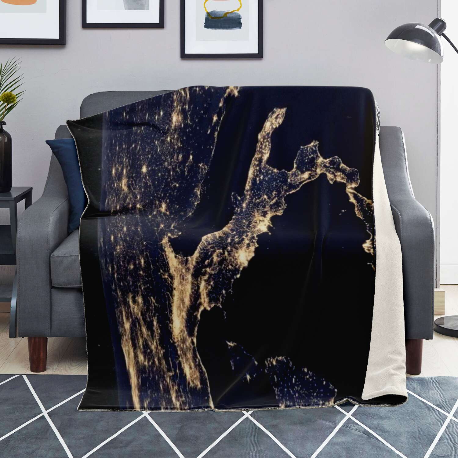 Italy Satellite View Premium Microfleece Blanket