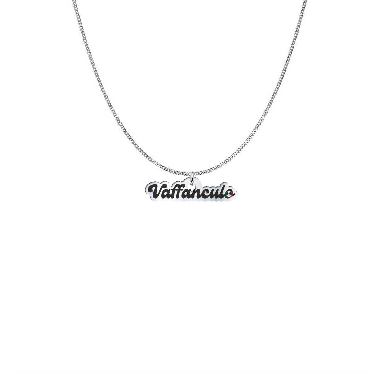 Vaffanculo Black Italy Flag Smile Freeform Necklace