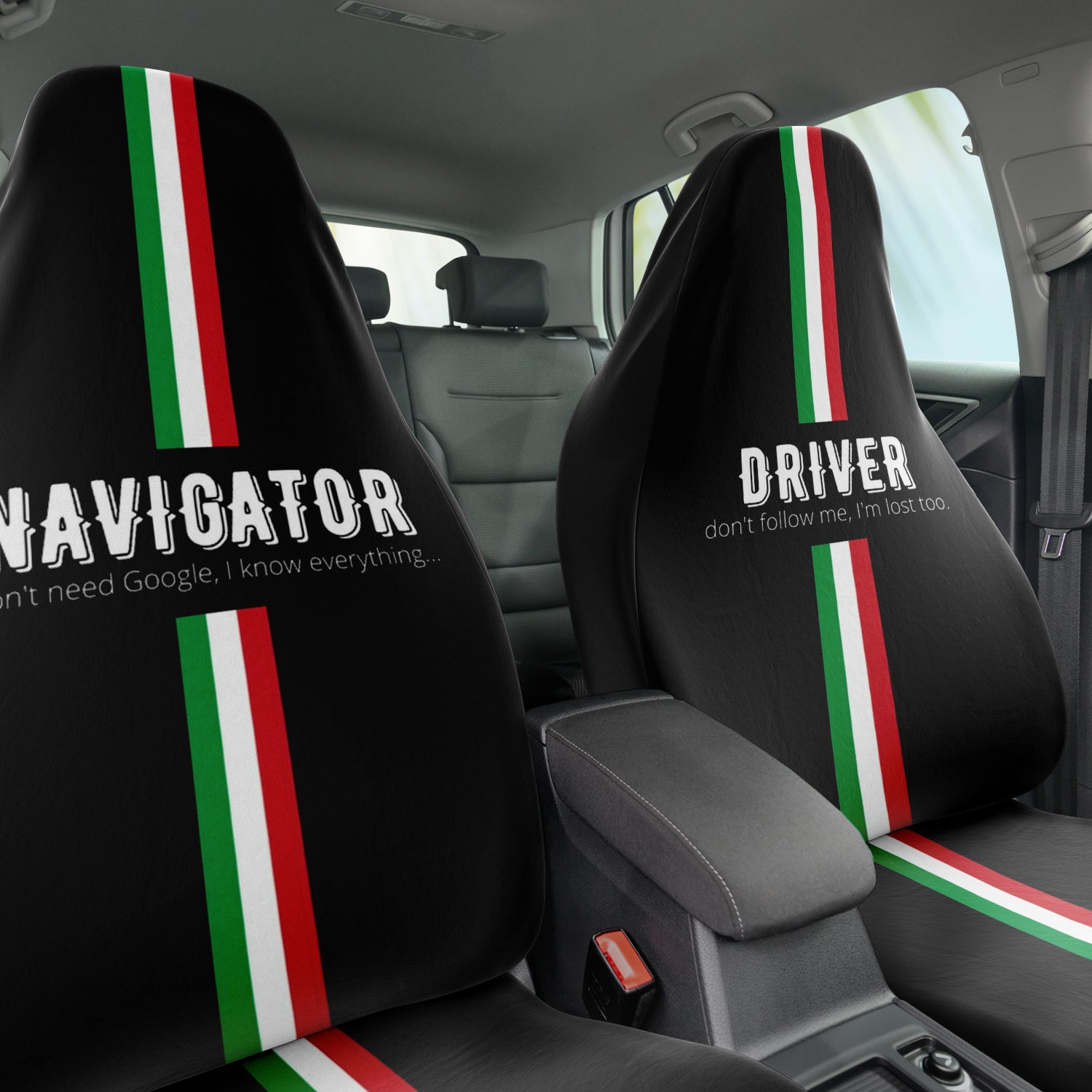 Funny Italia Driver/Navigator Car Seat Covers (Set of 2)