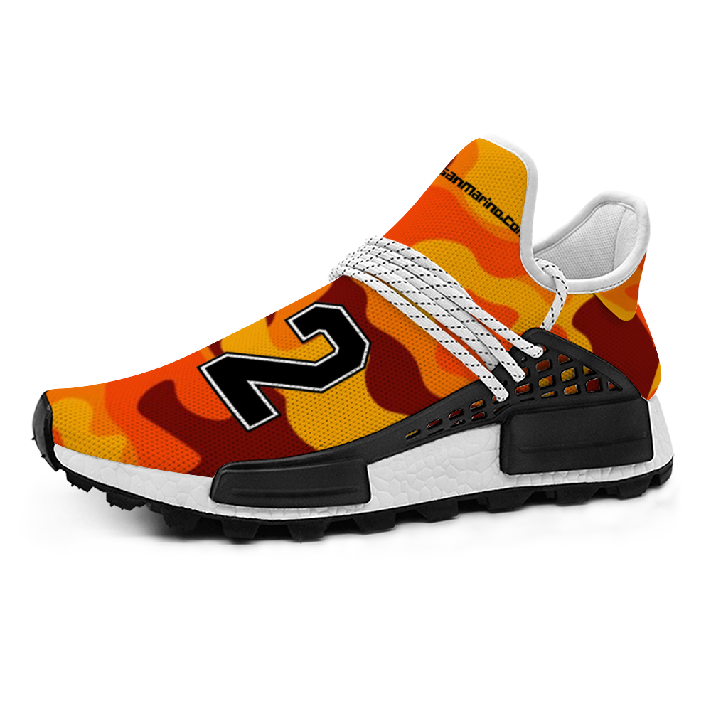 02 Orange Camo Unisex Mid Top Breathable Non-Slip Sneakers