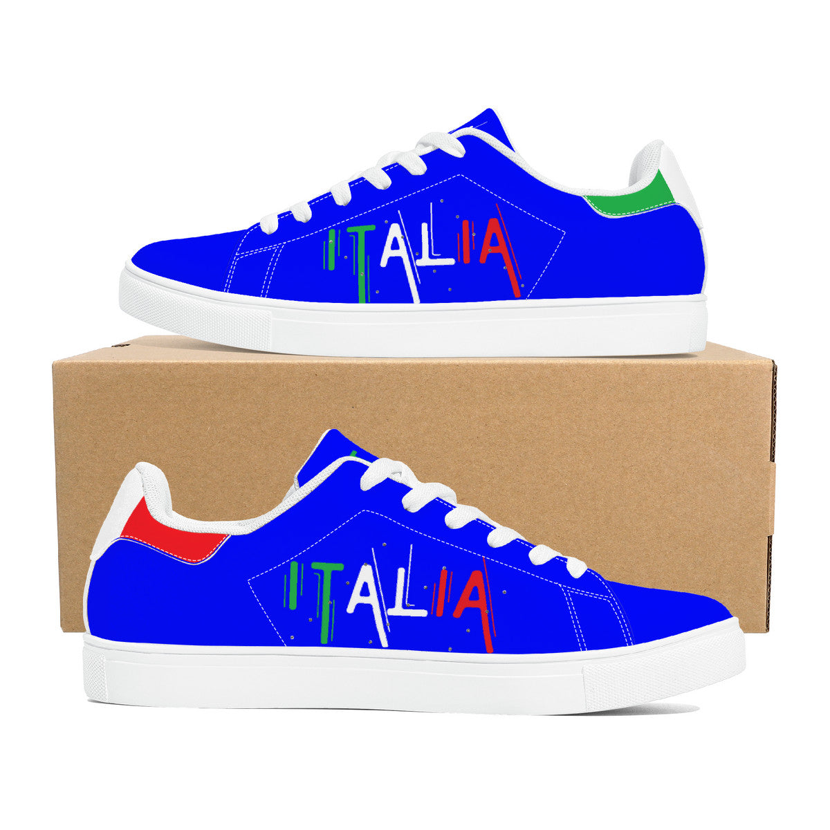 Italia Low-Top Leather Sneakers - Blu