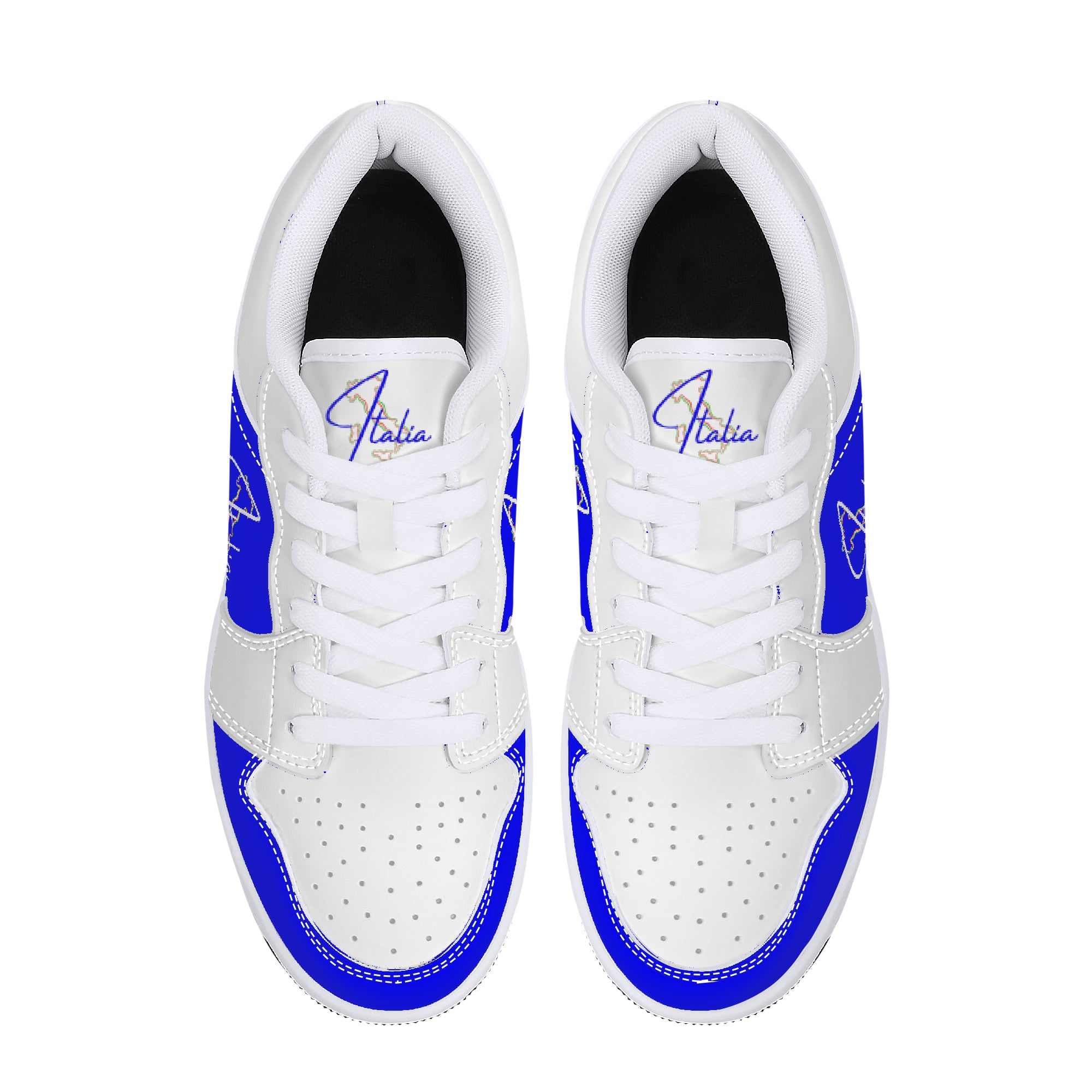 Italia Blu/White Low-Top Leather Sneakers