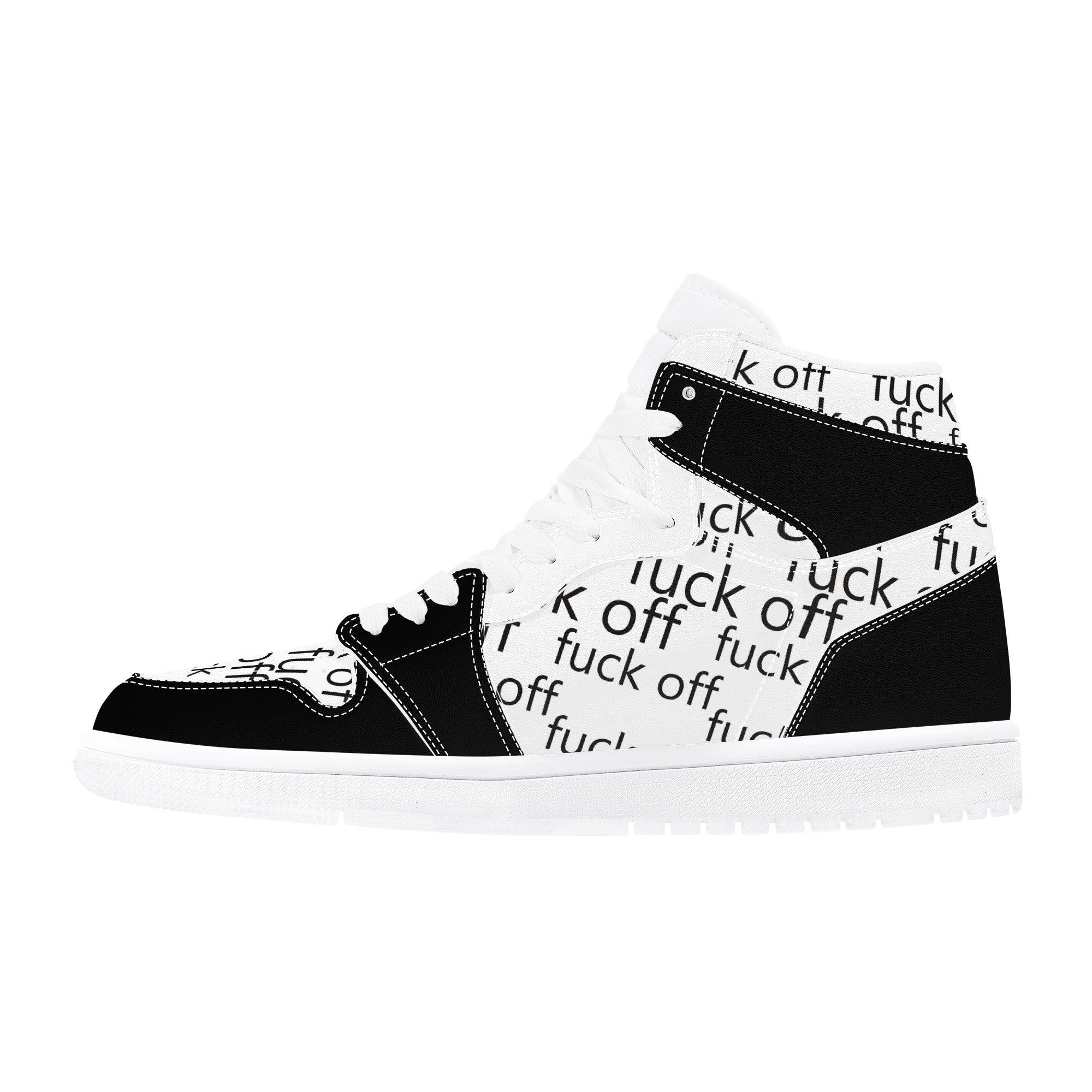 Fuck Off High Top Synthetic Leather Sneaker