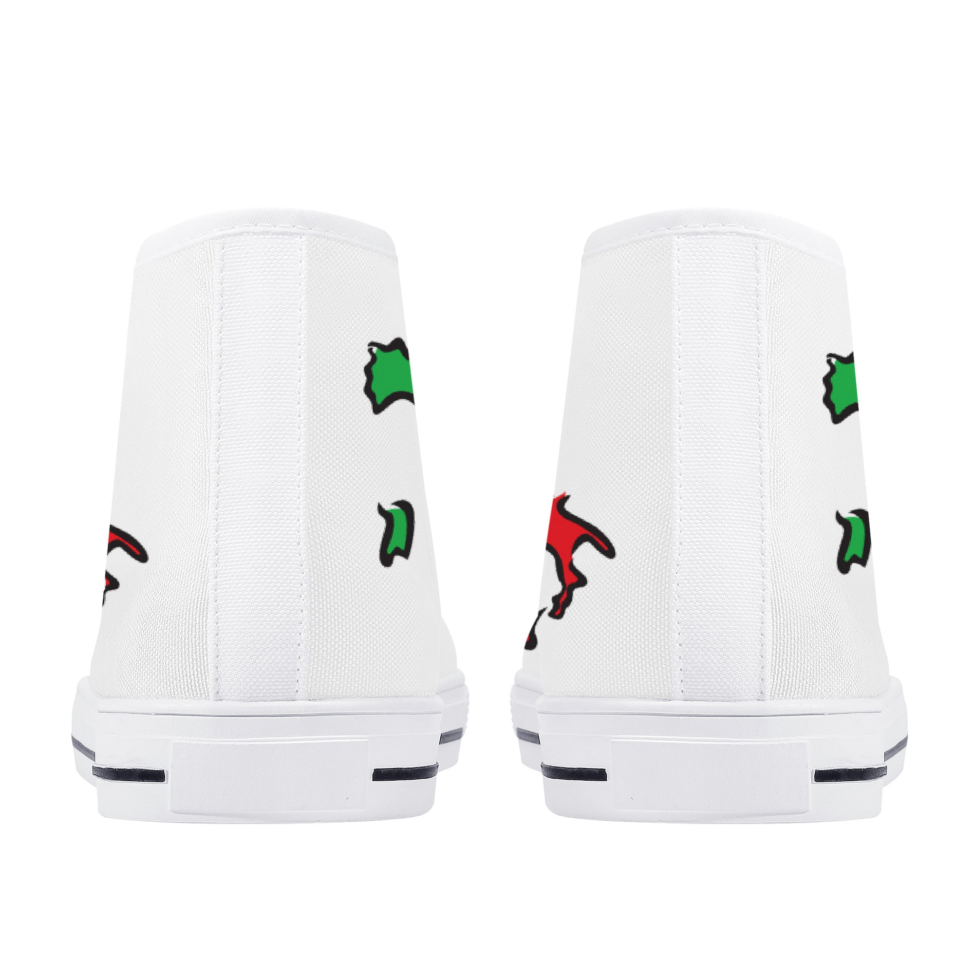 Italia Flag Map High-Top Canvas Shoes - White