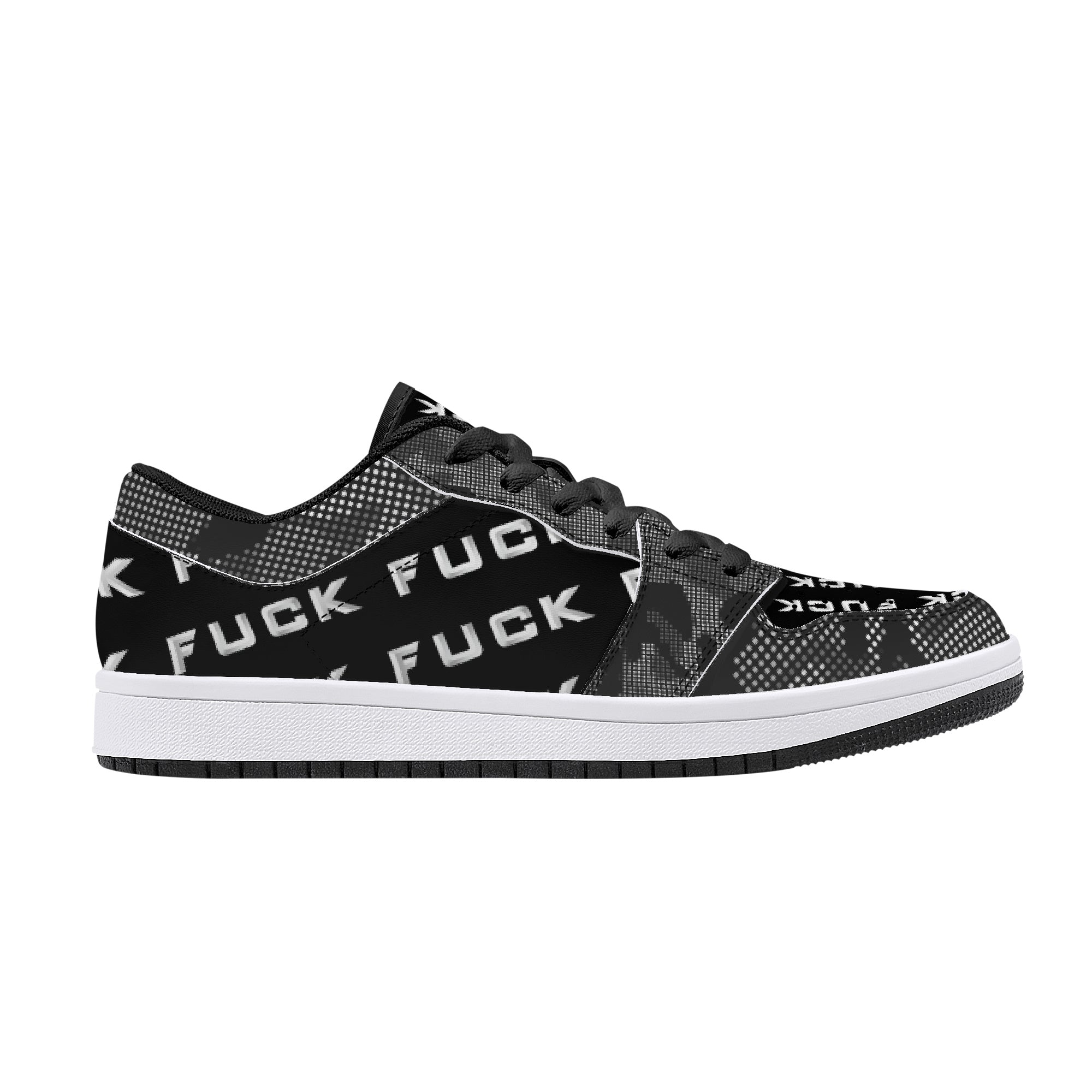 Fuck Low-Top Leather Sneakers - Black