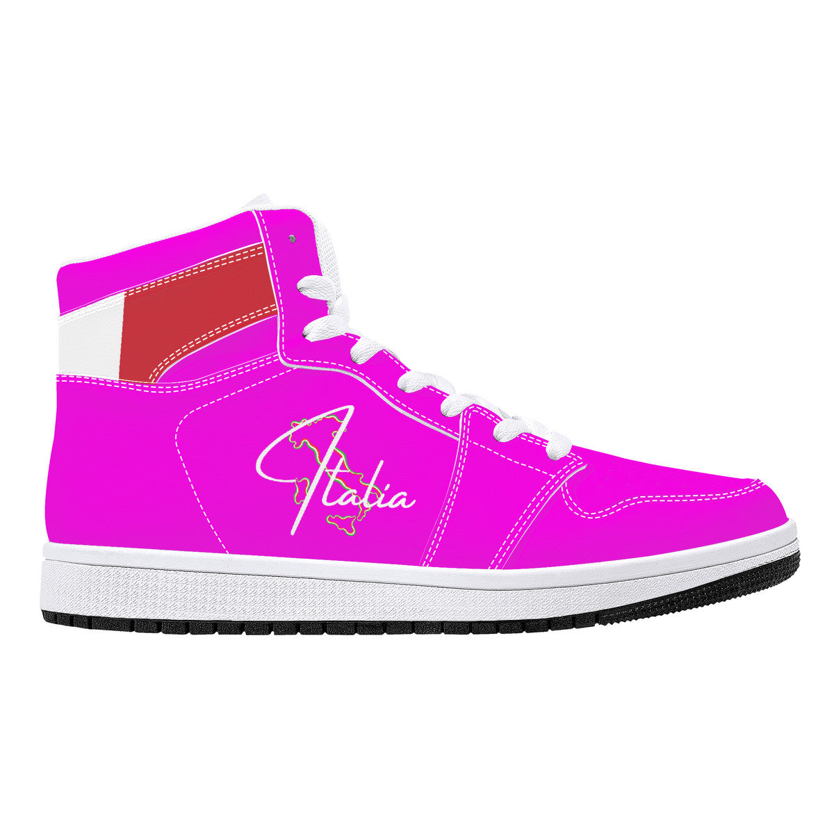 Italia Flag Map High-Top Leather Sneakers - Pink Edition