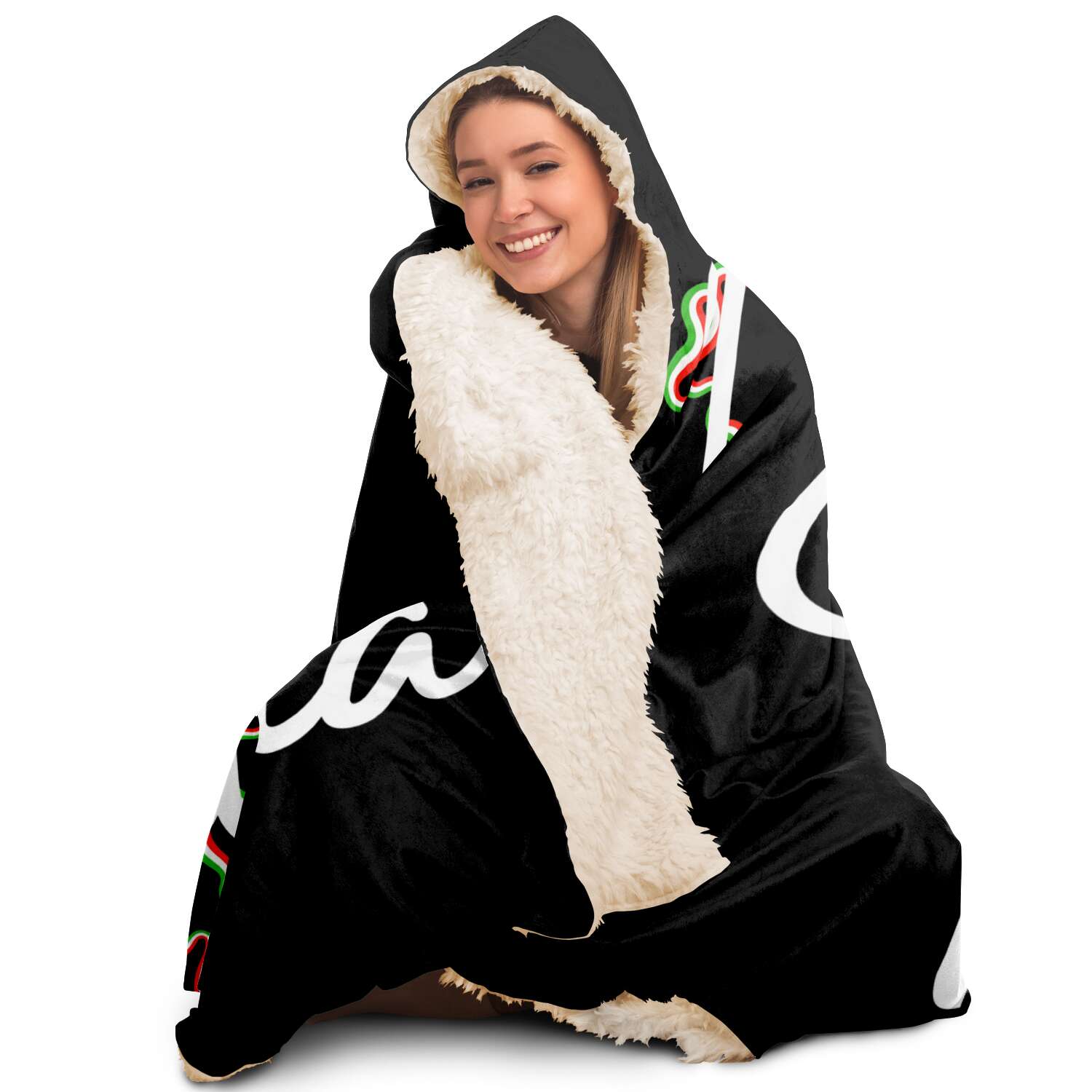 Italia Flag Map Hooded Blanket