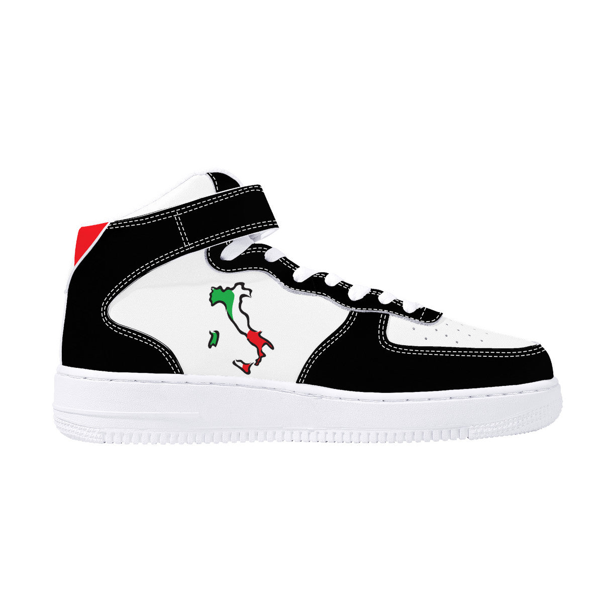 Italia Flag Map High Top Unisex Black Sneakers