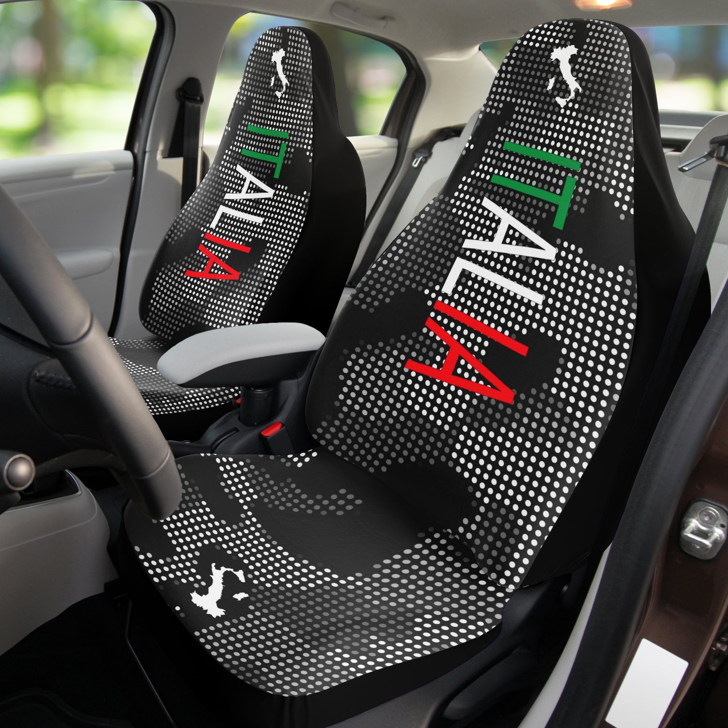 Italia Carbon Grey Car Seat Covers (Set Of 2)