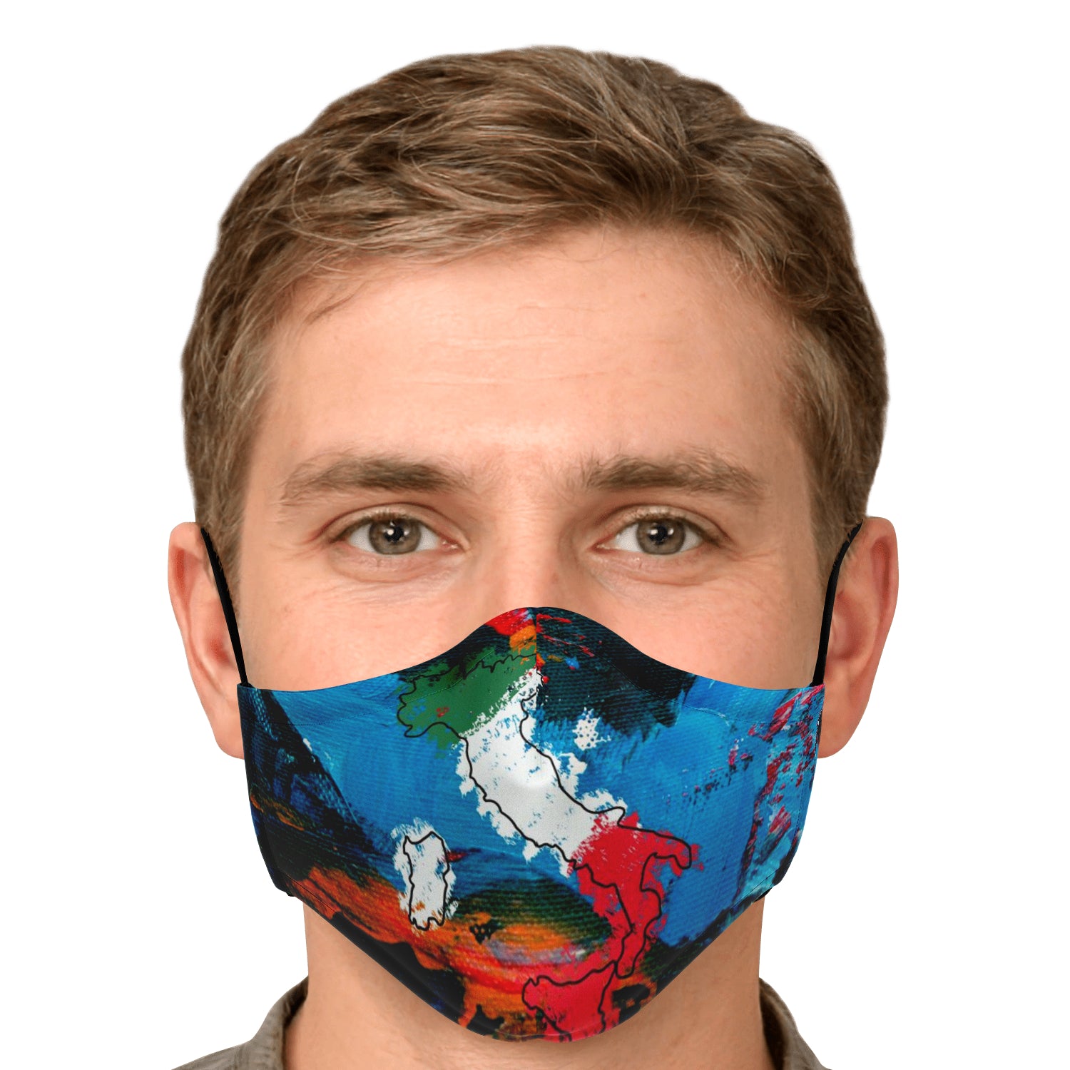 Italy Flag Map Paint Face Mask + 2 PM 2.5 Filters