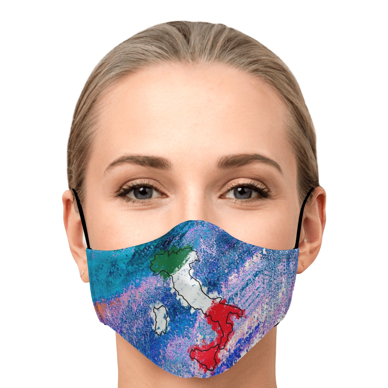 Italy Flag Map Paint Colors Face Mask + 2 PM 2.5 Filters