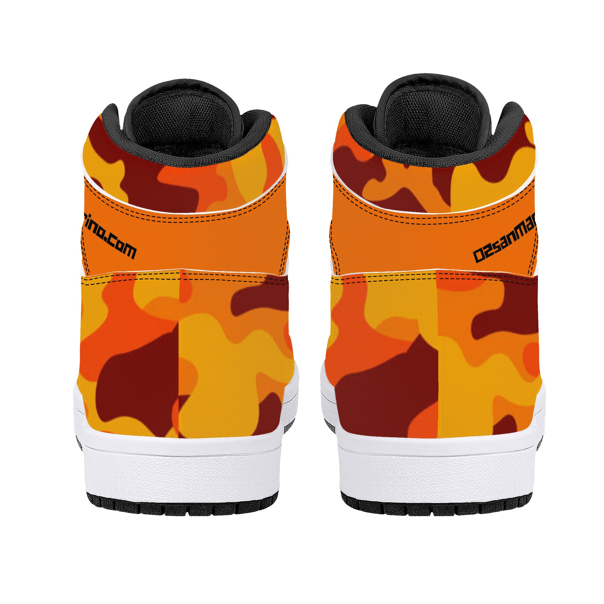 02 Orange Camo High-Top Leather Sneakers