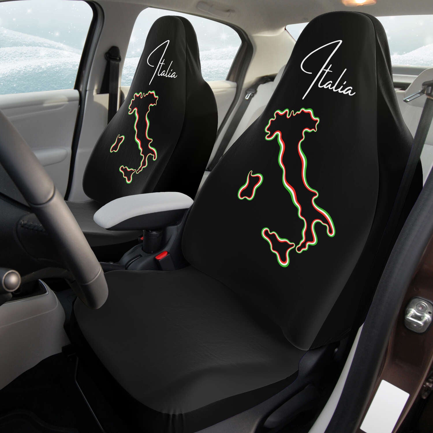 Italia Flag Map Car Seat Covers (Set Of 2)