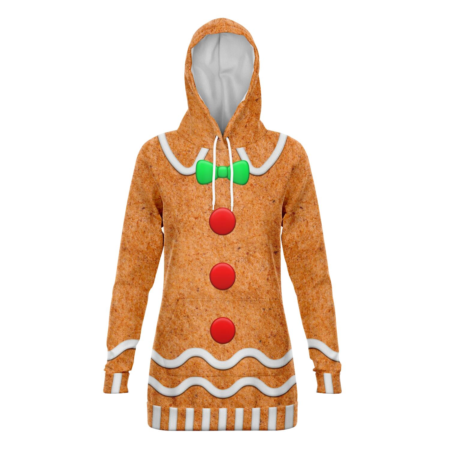 Gingerbread Longline Hoodie AOP