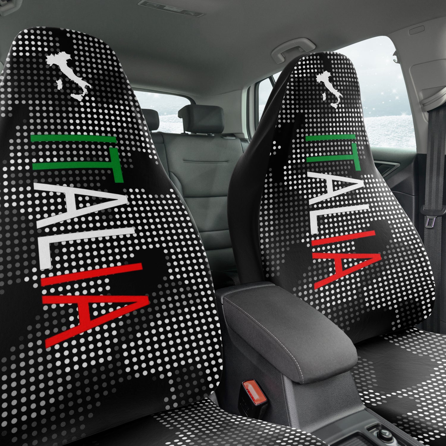 Italia Carbon Grey Car Seat Covers (Set Of 2)