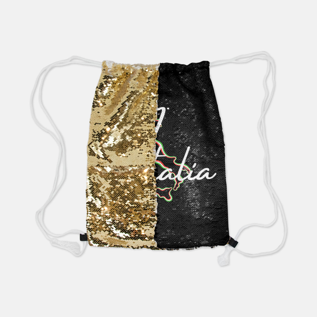 Italia Sequin Reversible Drawstring Backpack