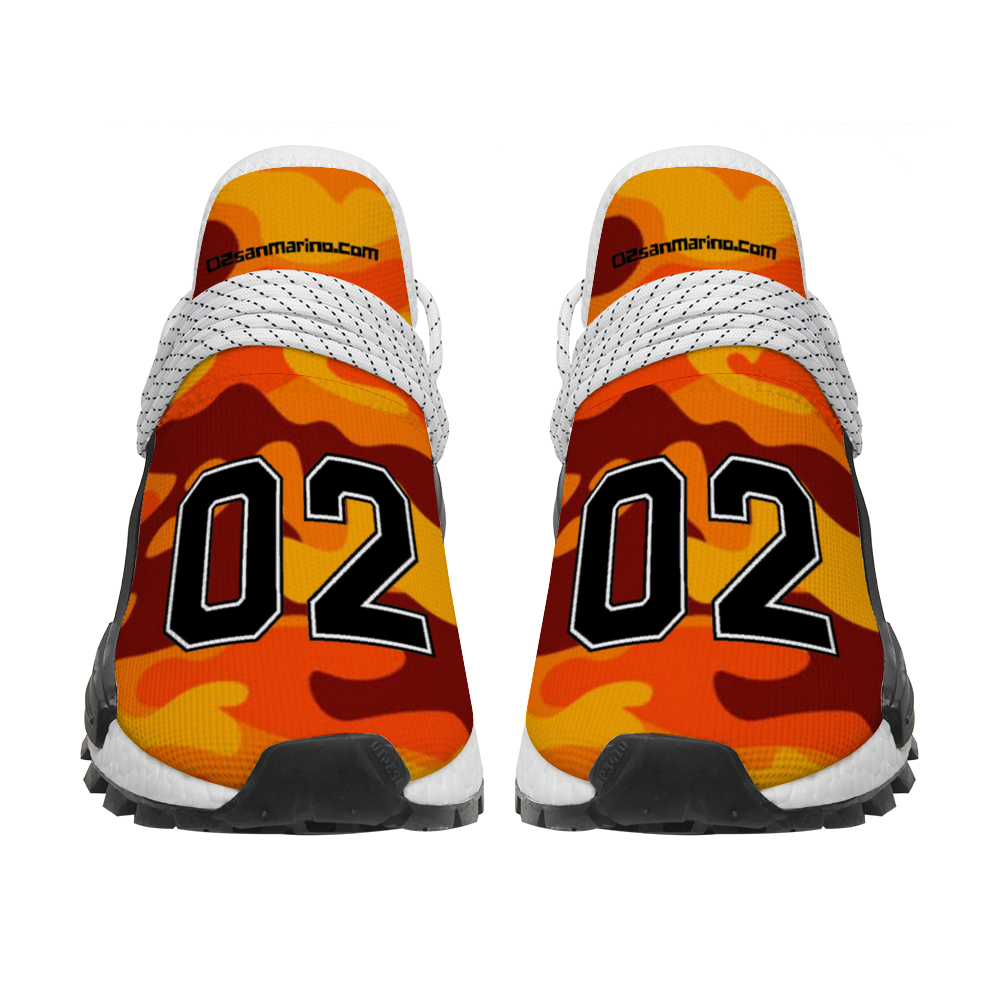 02 Orange Camo Unisex Mid Top Breathable Non-Slip Sneakers