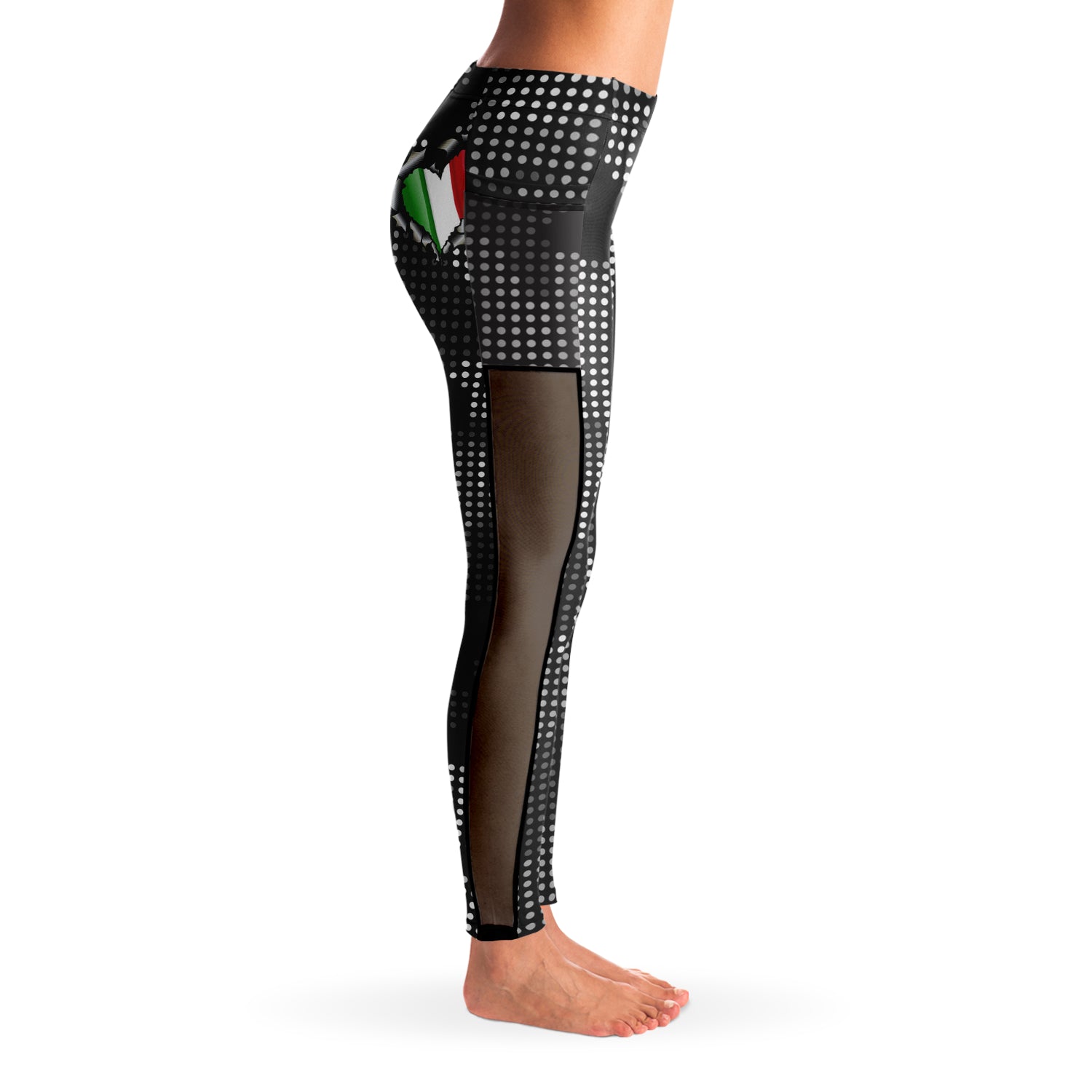 Italian Inside Carbon Fiber Grey Camo Mesh Pocket Leggings