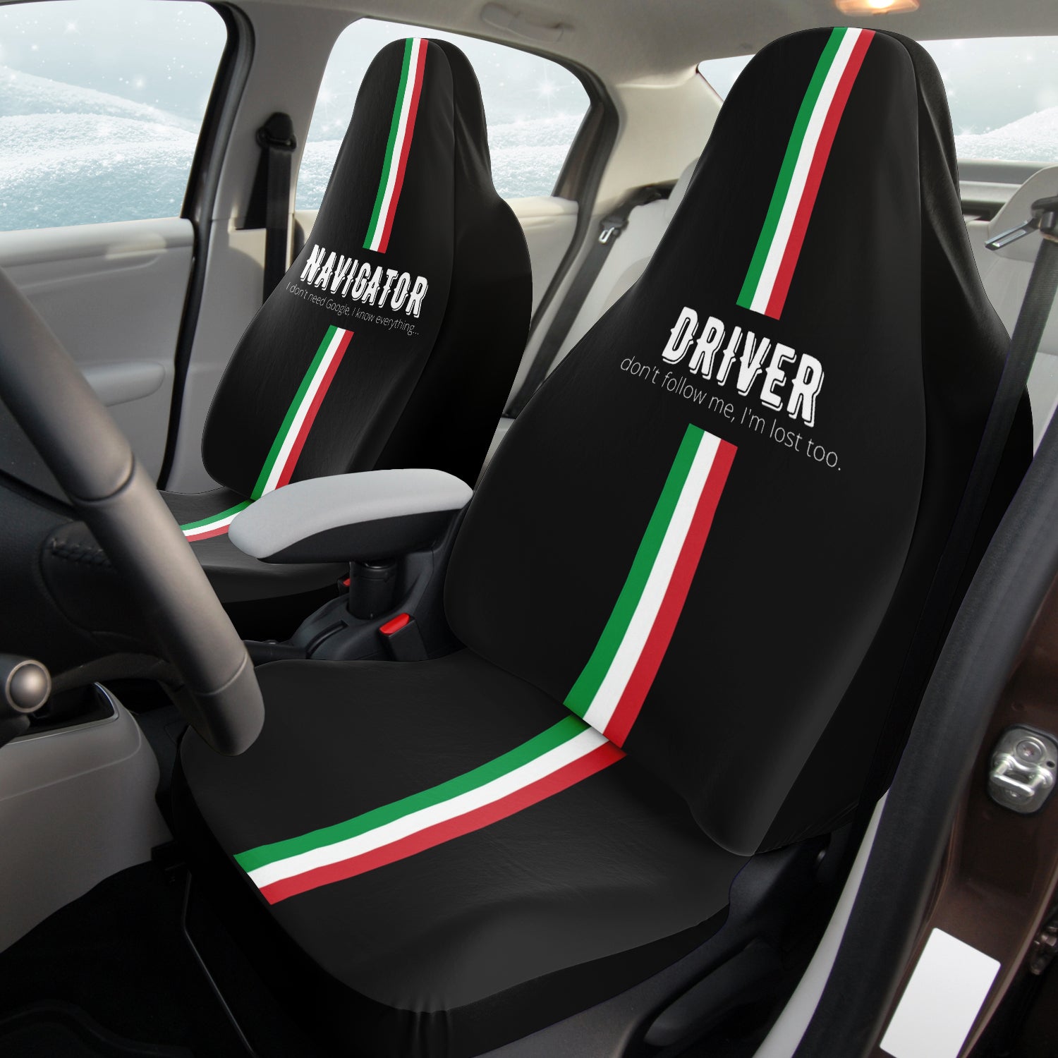 Funny Italia Driver/Navigator Car Seat Covers (Set of 2)