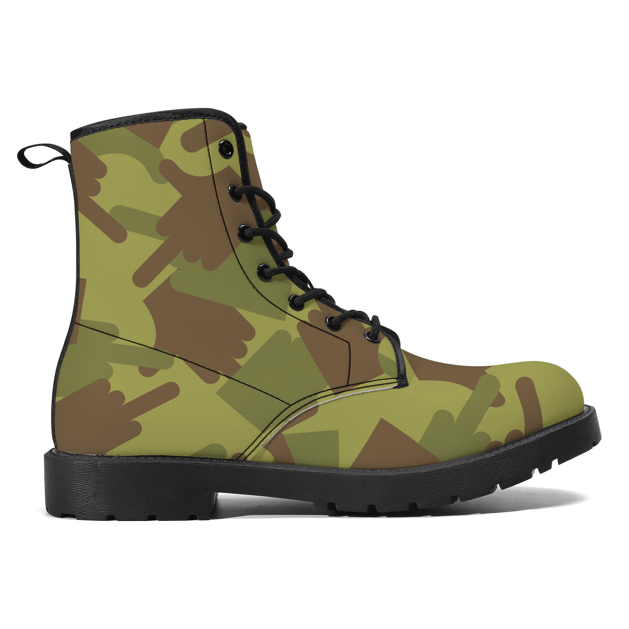 Fuck You Green Camo Leather Boots