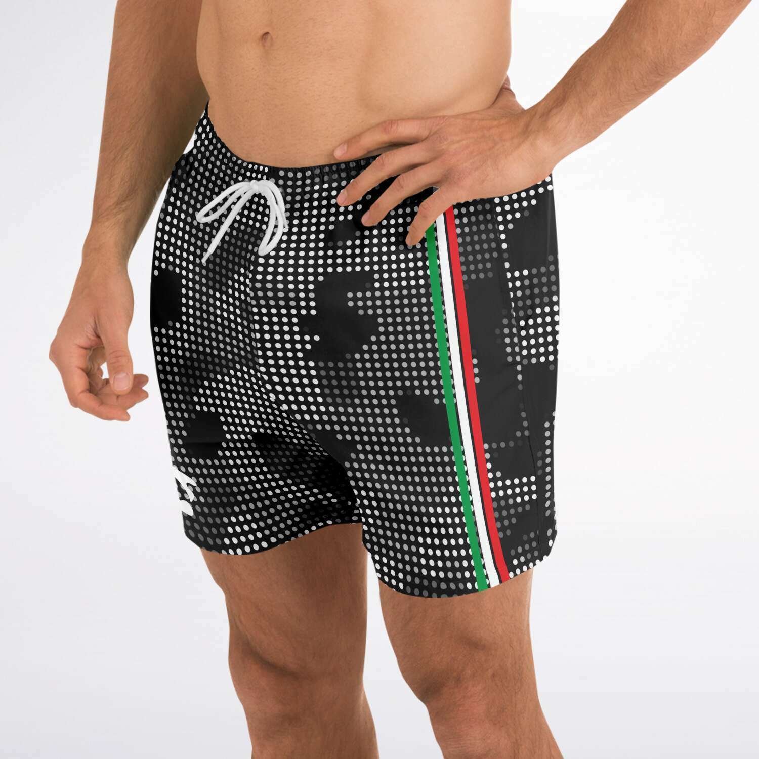 Italia Flag Map Carbon Fiber Camo Swim Trunks Men