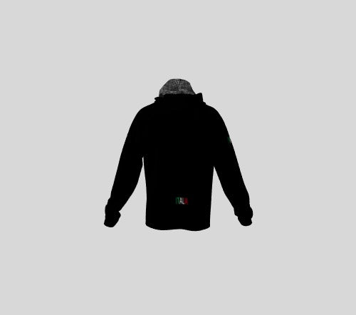 Italia Black Hoodie With Integrated Carbon Grey Face Mask