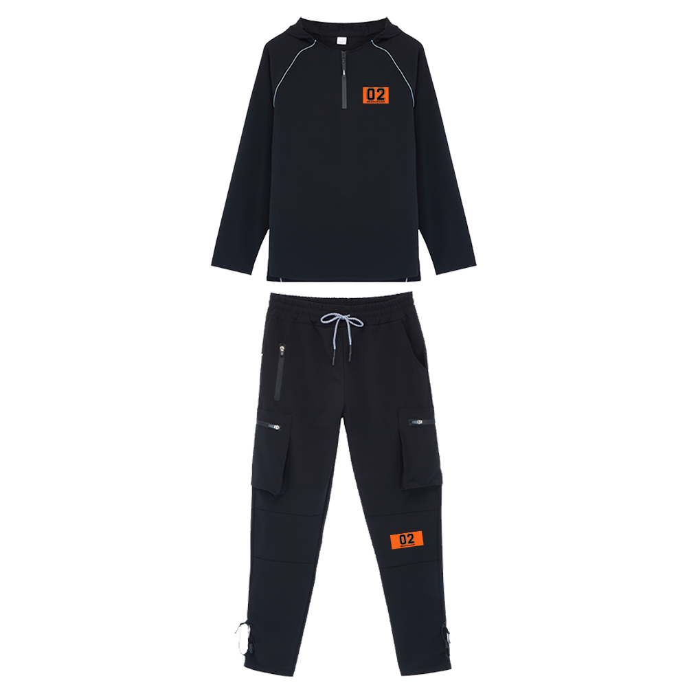 02 Men's Nylon Sports Suit Hoodie & Pants Set