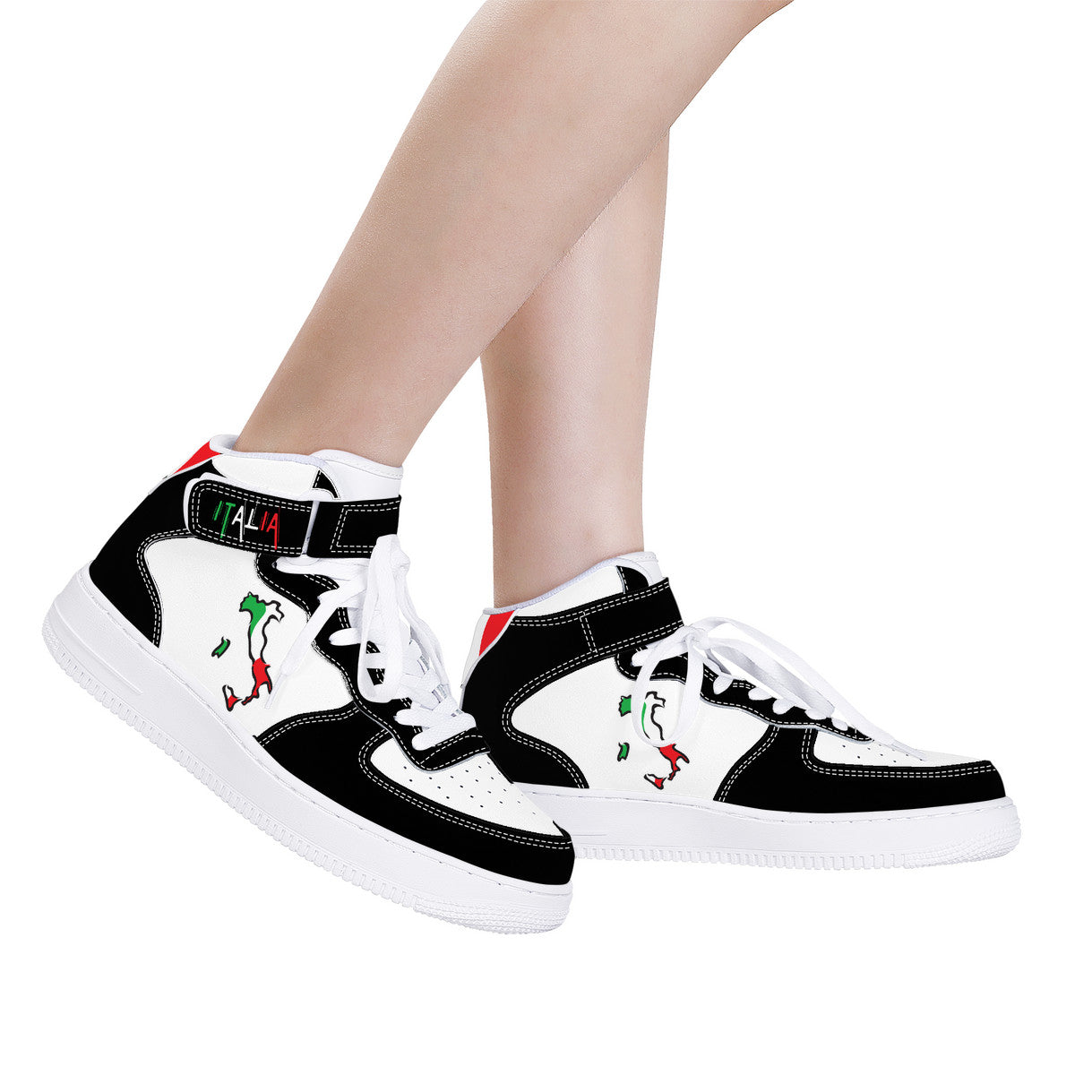 Italia Flag Map High Top Unisex Black Sneakers