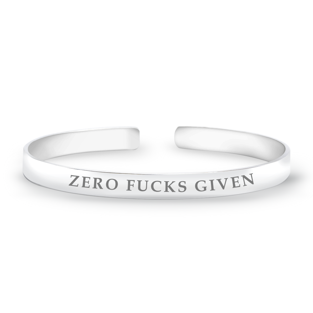 Zero Fucks Given Women Open Cuff Bangle Bracelet